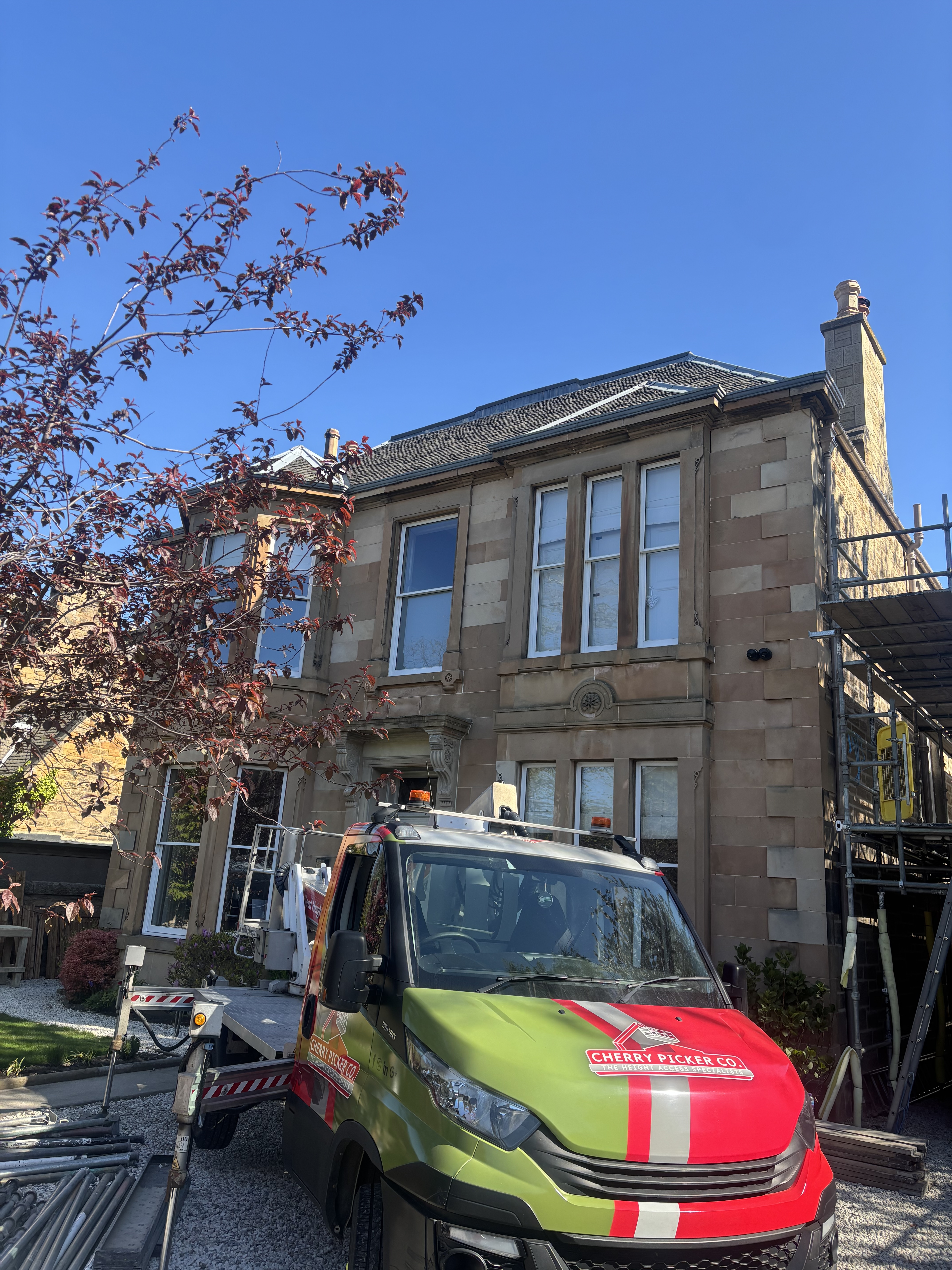 Cherry Picker Co truck on site Edinburgh street